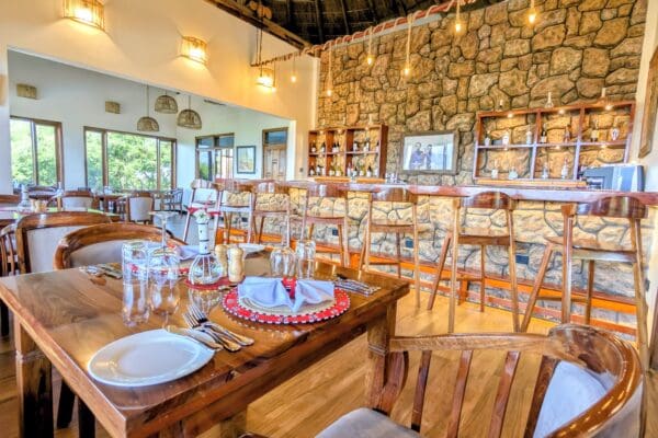 Elegant dining with scenic views Elegant dining on the veranda with scenic views